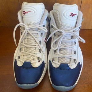 Reebok Allen Iverson Question Mid J82534 White Shoes Blue Toe 2016 Men's size 10